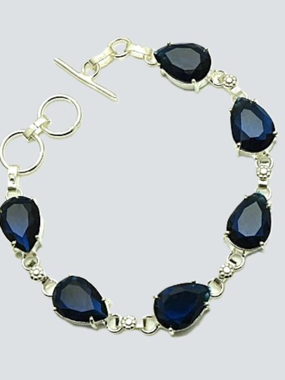 Tanzanite Gemstone Sterling Silver Bracelet Jewelry 14 Gms